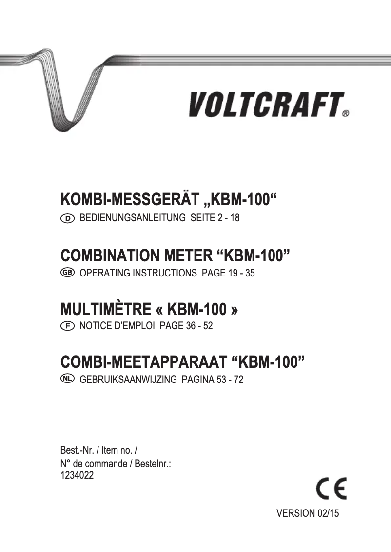 First page image of the manual for KBM-100