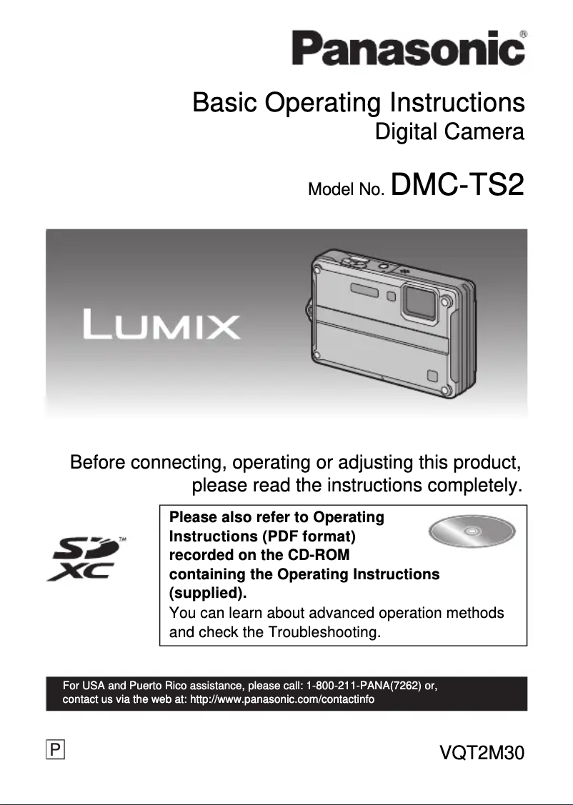 First page image of the manual for Lumix DMC-TS2