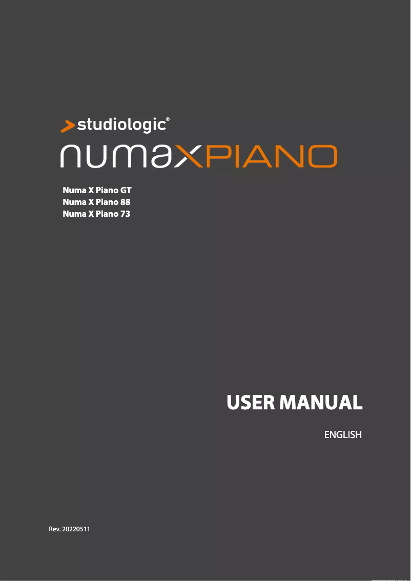 Page 1 of the manual User Manual Studiologic Numa X Piano 73
