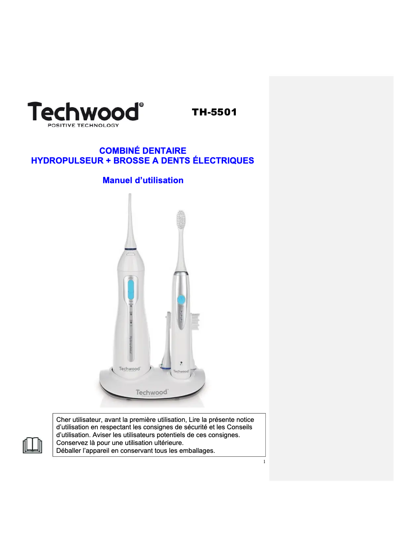 Page 1 of the manual User Manual Techwood TBAD-035