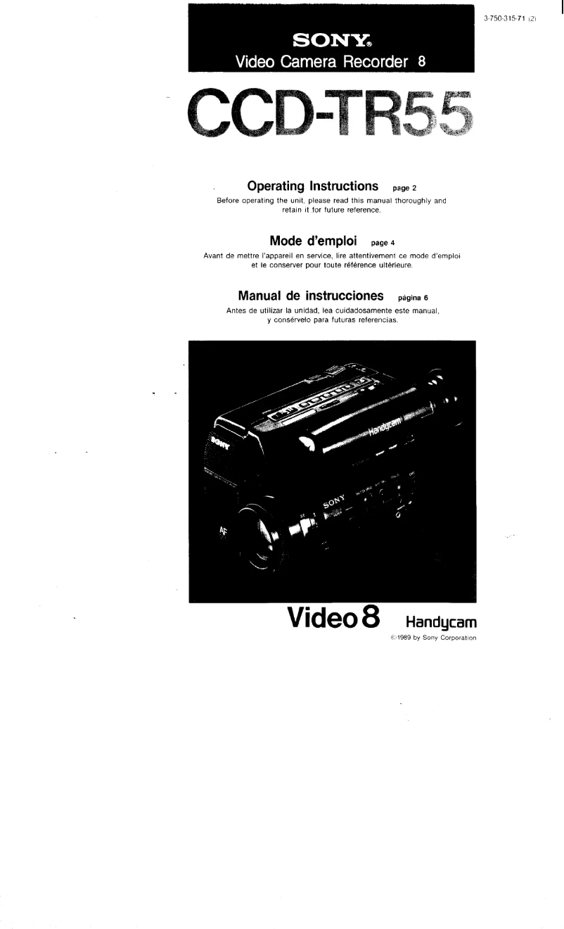 First page image of the manual for CCD-TR55