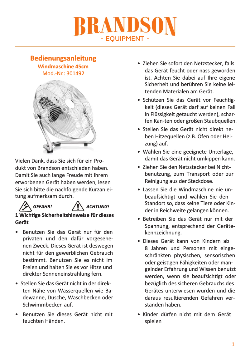 First page image of the manual for 301492