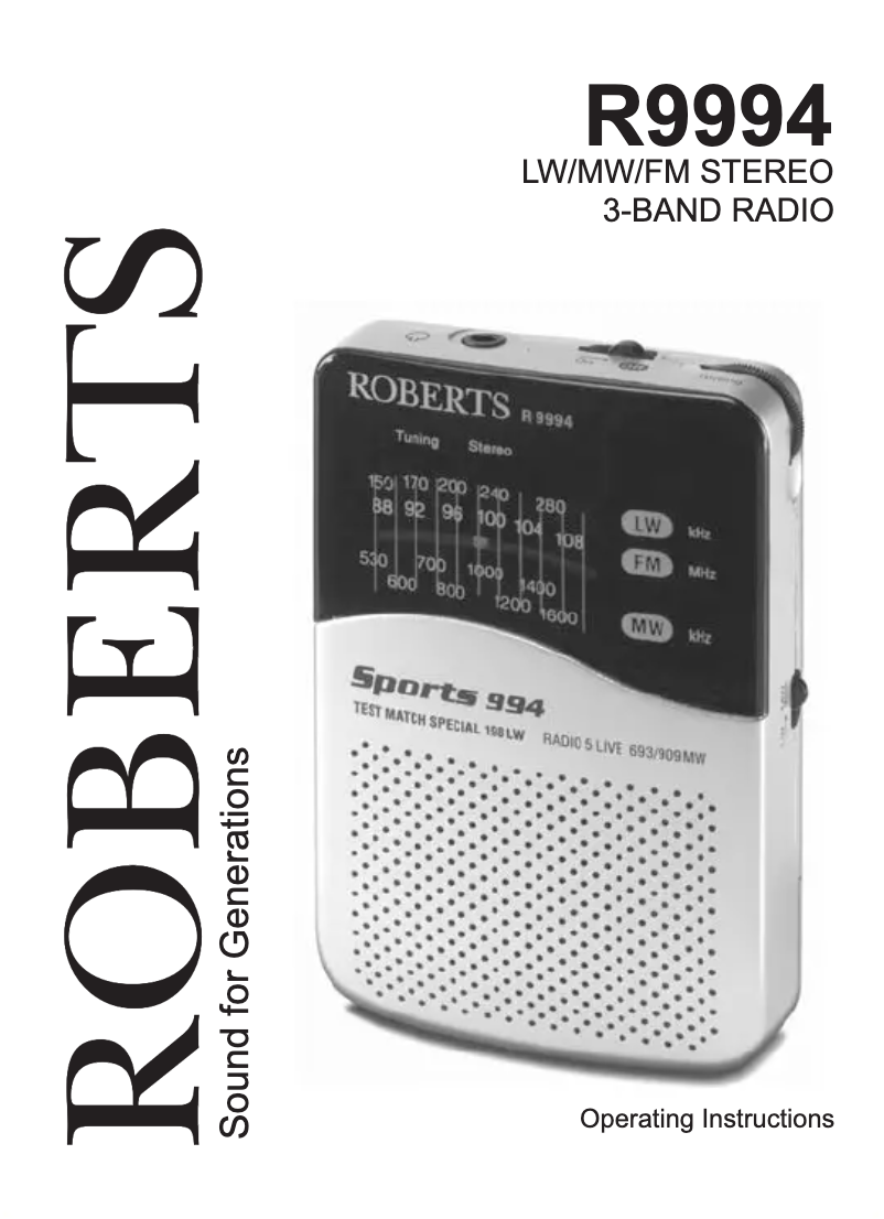 First page image of the manual for Sports 994