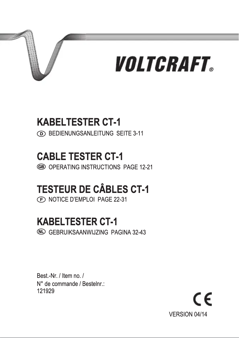 Page 1 of the manual User Manual Voltcraft CT-1