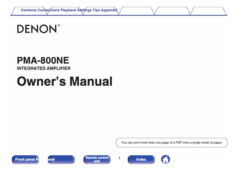 First page image of the manual for PMA8-00NE