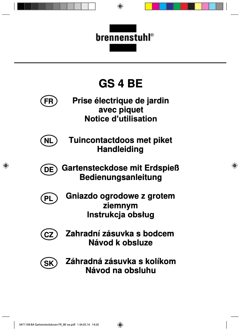 First page image of the manual for GS 4 BE