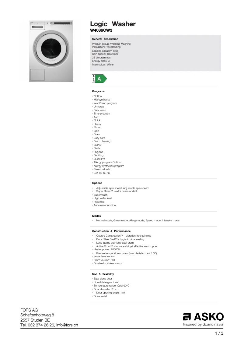 First page image of the manual for W4086CW3