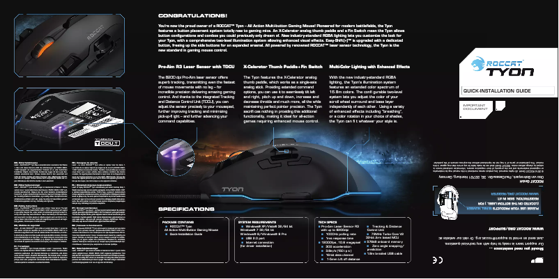 First page image of the manual for Tyon