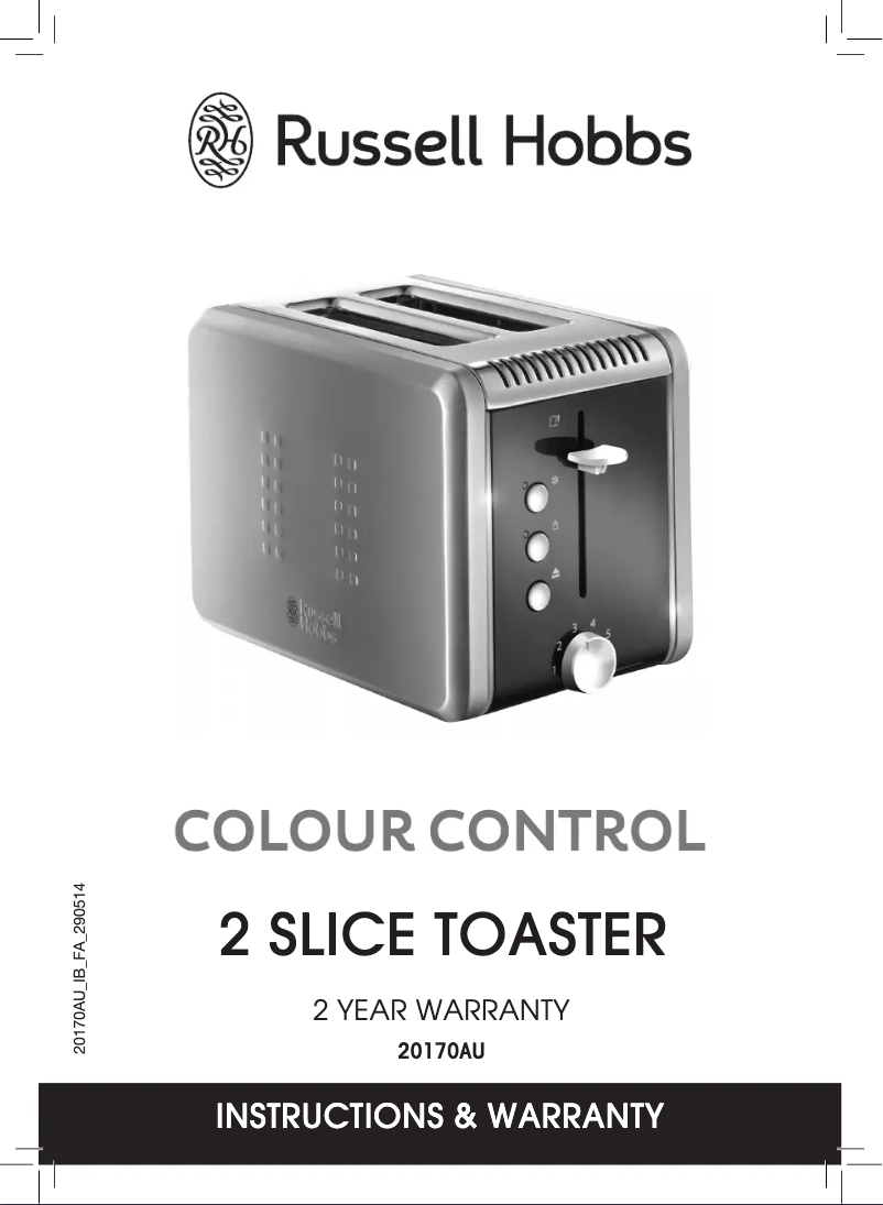 Page 1 of the manual User Manual Russell Hobbs Colour Control 20170
