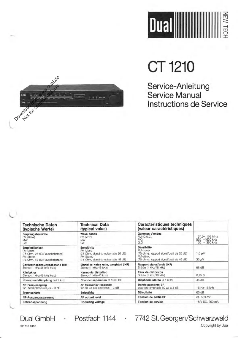 First page image of the manual for CT 1210