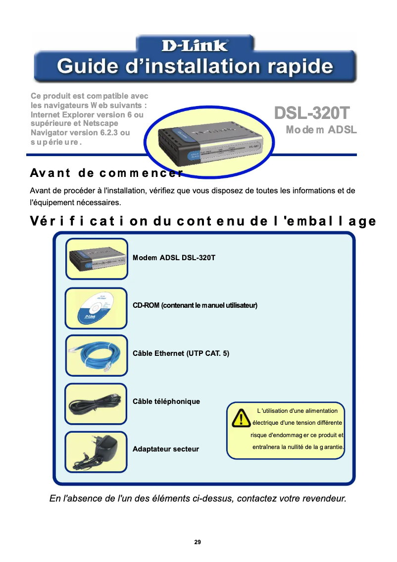 First page image of the manual for DSL-320T
