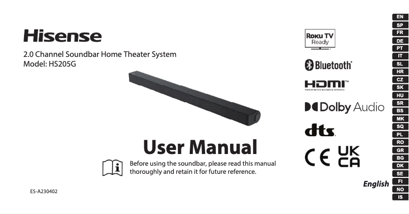 Page 1 of the manual User Manual Hisense HS205G