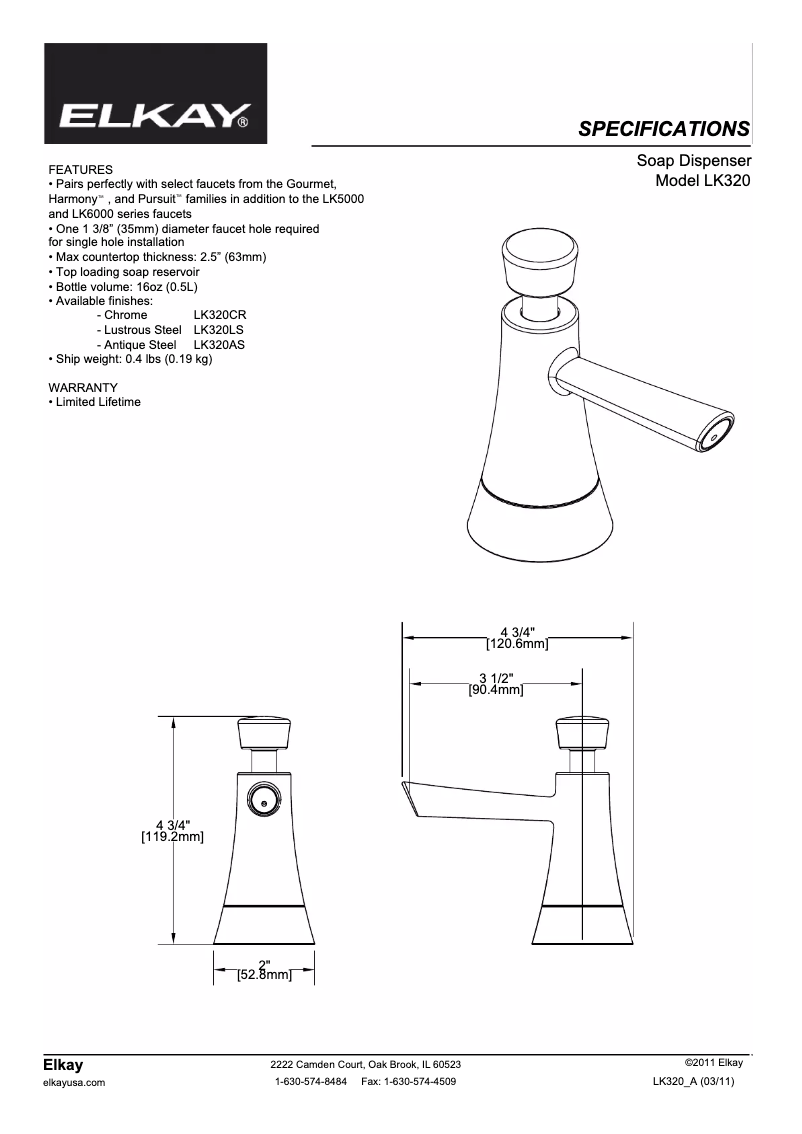 Image de la première page du manuel de l'appareil LK320AS