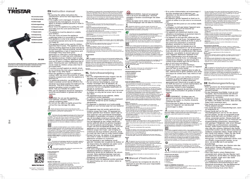 Page 1 of the manual User Manual TriStar HD-2358