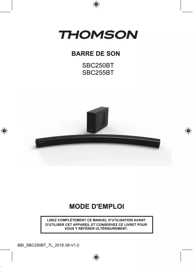 First page image of the manual for SBC250BT