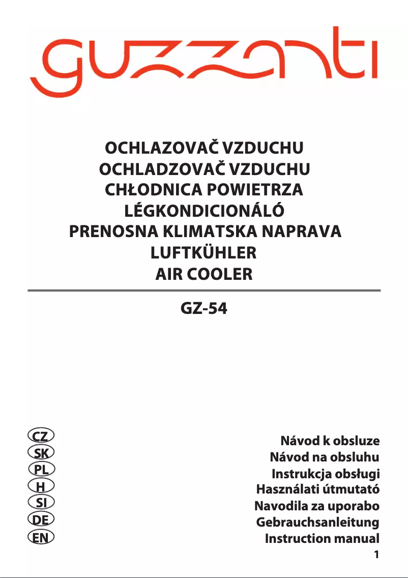 Page 1 of the manual User Manual Guzzanti GZ-54