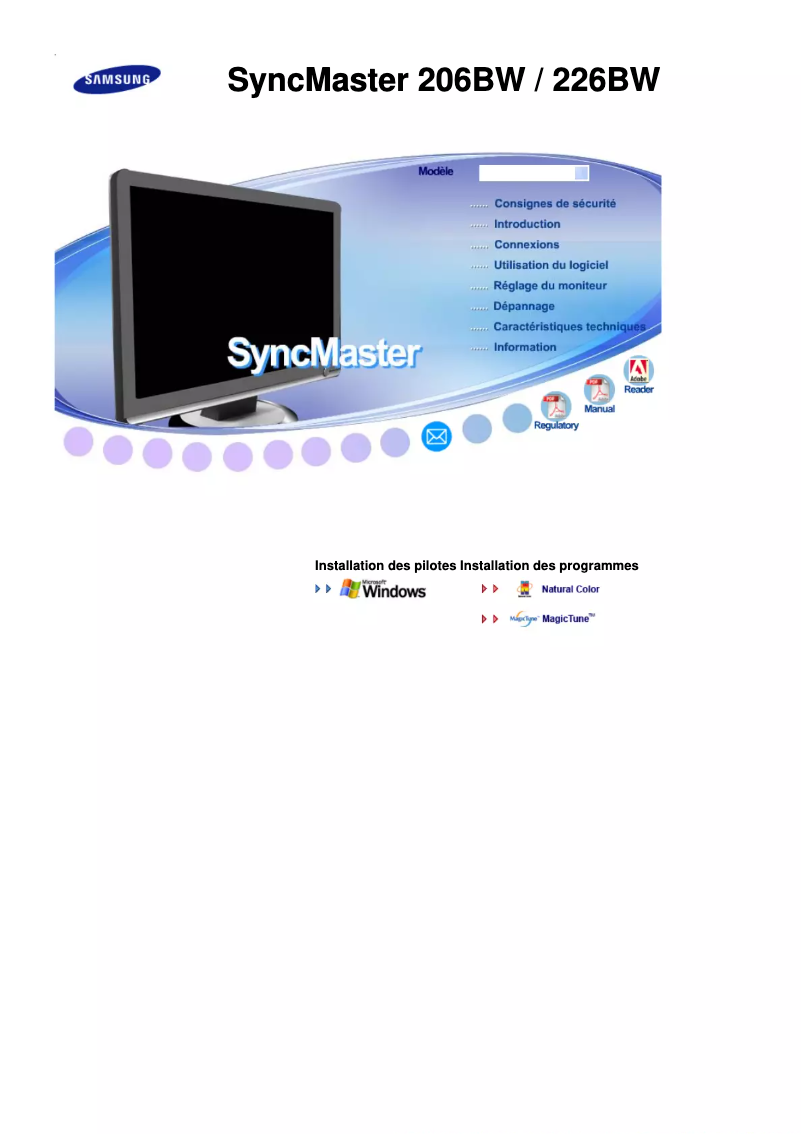 First page image of the manual for SyncMaster 206BW