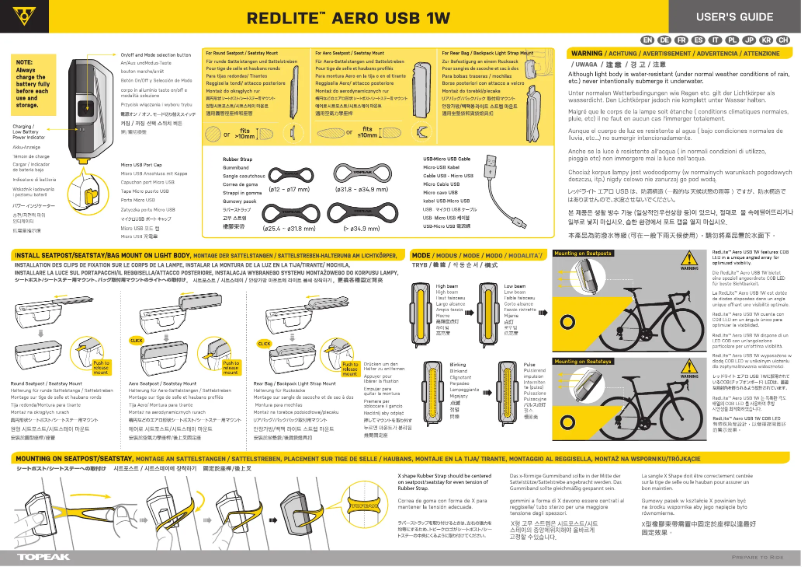 First page image of the manual for REDLITE AERO USB 1W