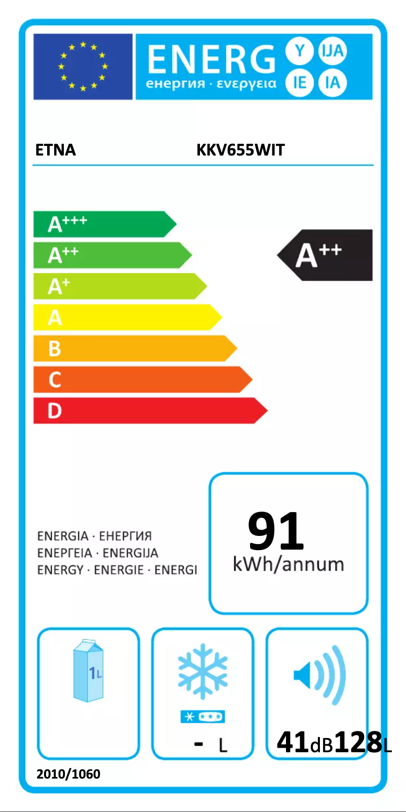 Page 1 of the manual Energy Label Etna KKV655WIT
