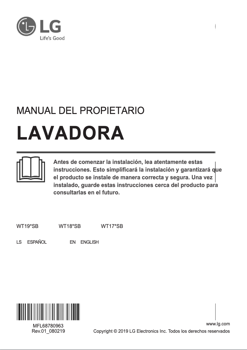 First page image of the manual for WT19RSB