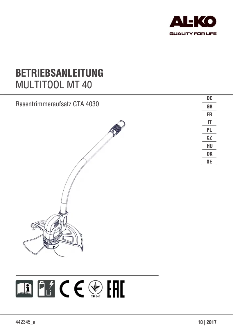 First page image of the manual for GTA 4030
