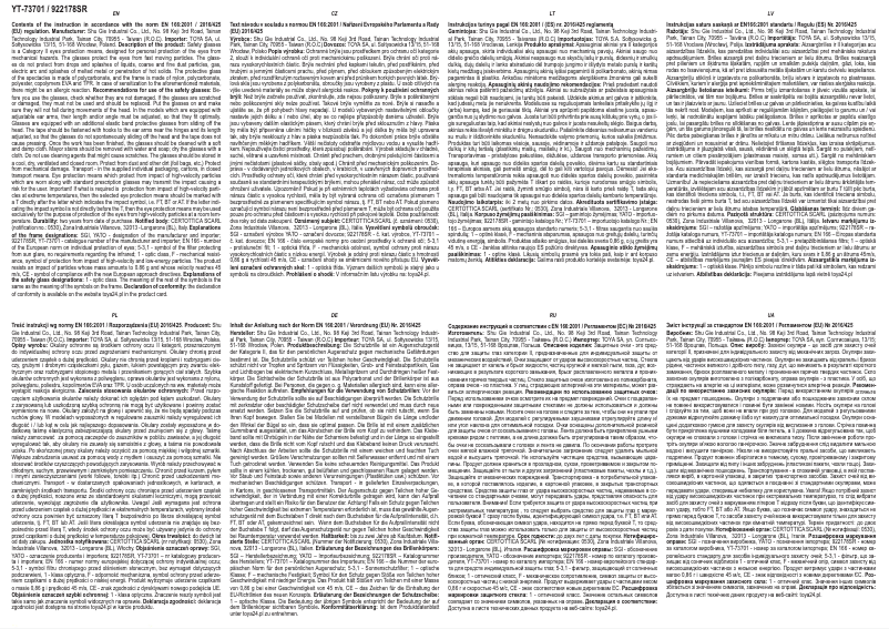 First page image of the manual for YT-73701