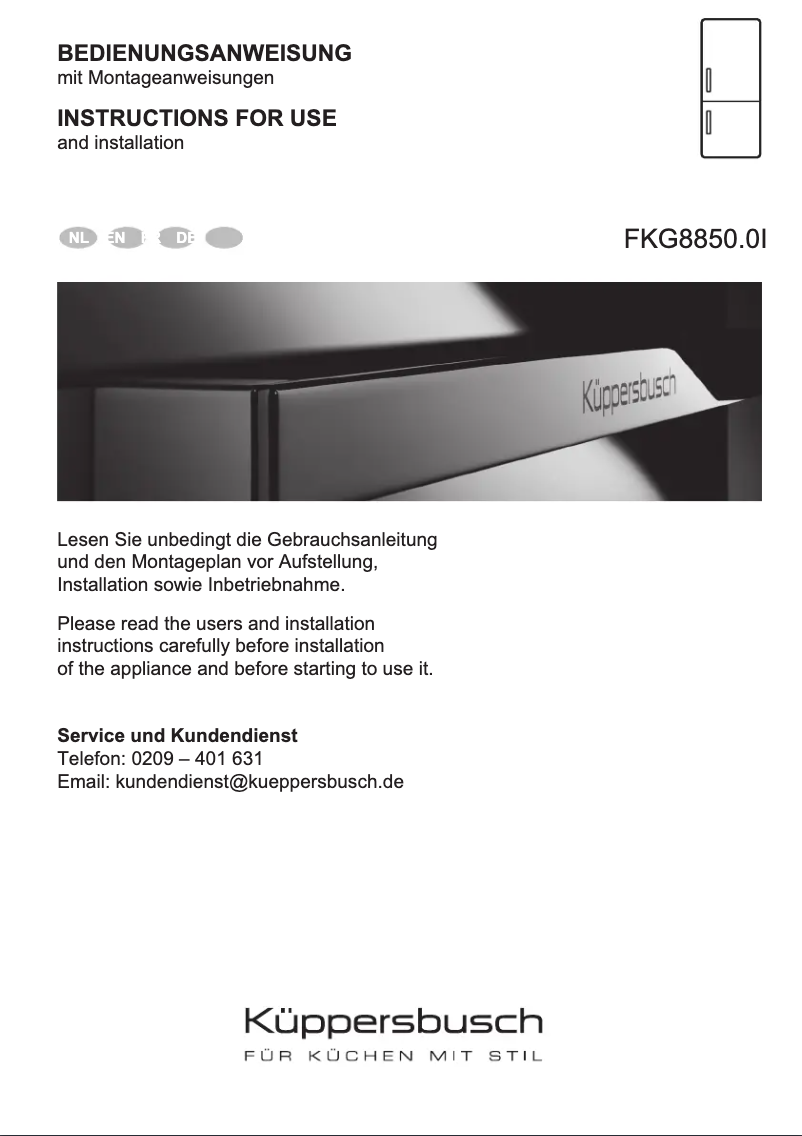 Image de la première page du manuel de l'appareil FKG8850.0i