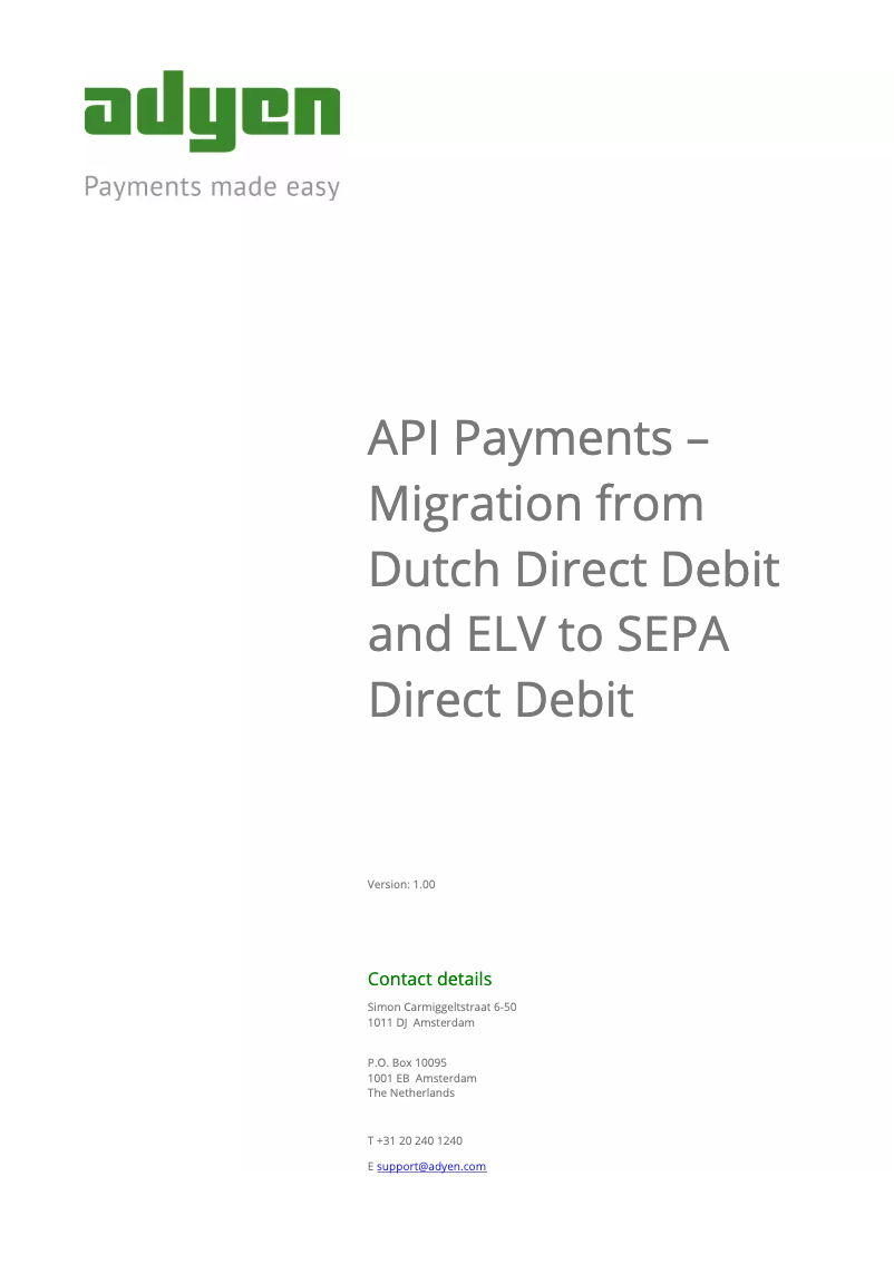 First page image of the manual for API Sepa Migration