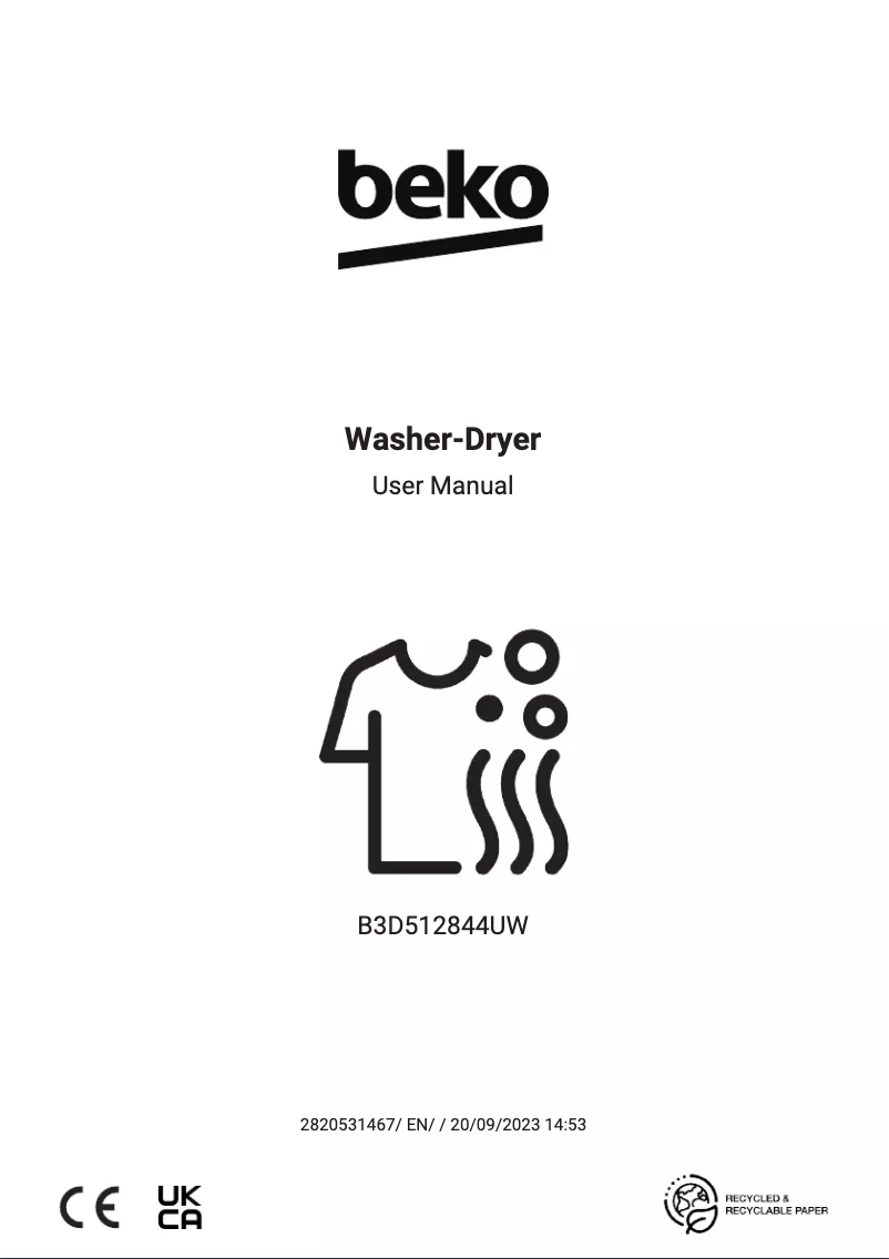 Page 1 of the manual User Manual Beko B3D512844UW
