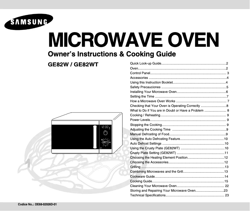 Page 1 of the manual User Manual Samsung GE82W