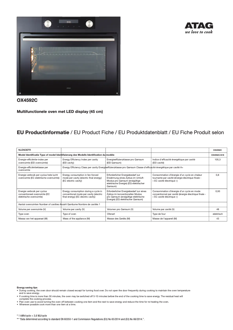 First page image of the manual for OX4592C