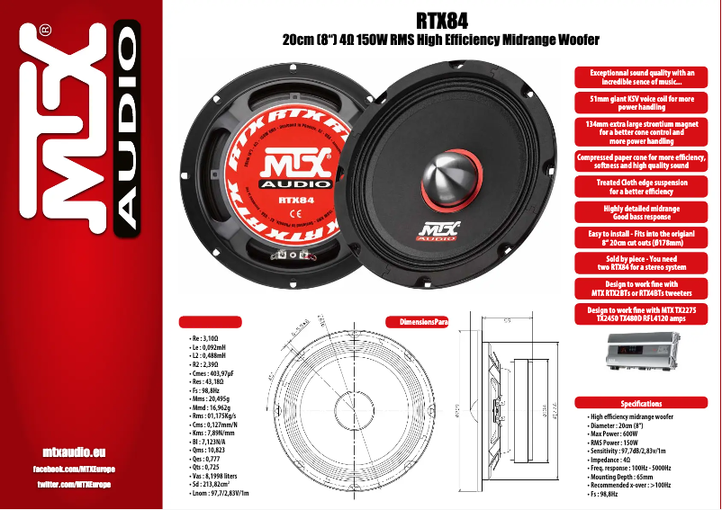 Page 1 de la notice Manuel utilisateur MTX Audio RTX84