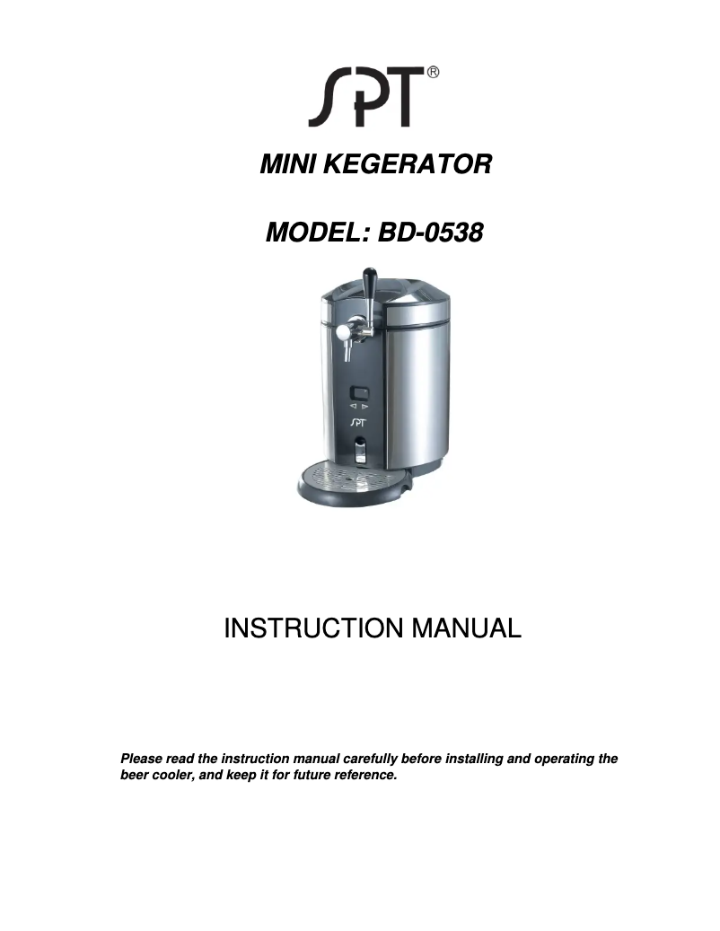 Page 1 of the manual User Manual SPT BD-0538