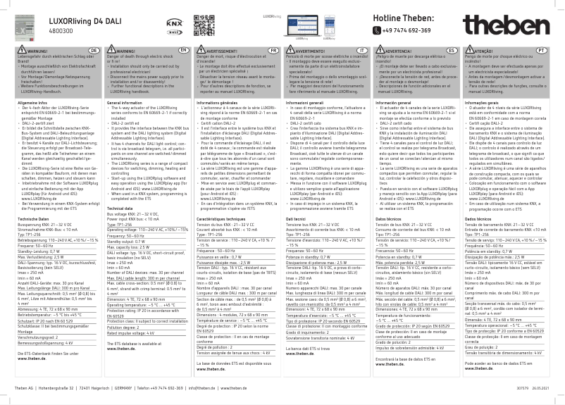 Page 1 of the manual User Manual Theben LUXORliving D4 DALI