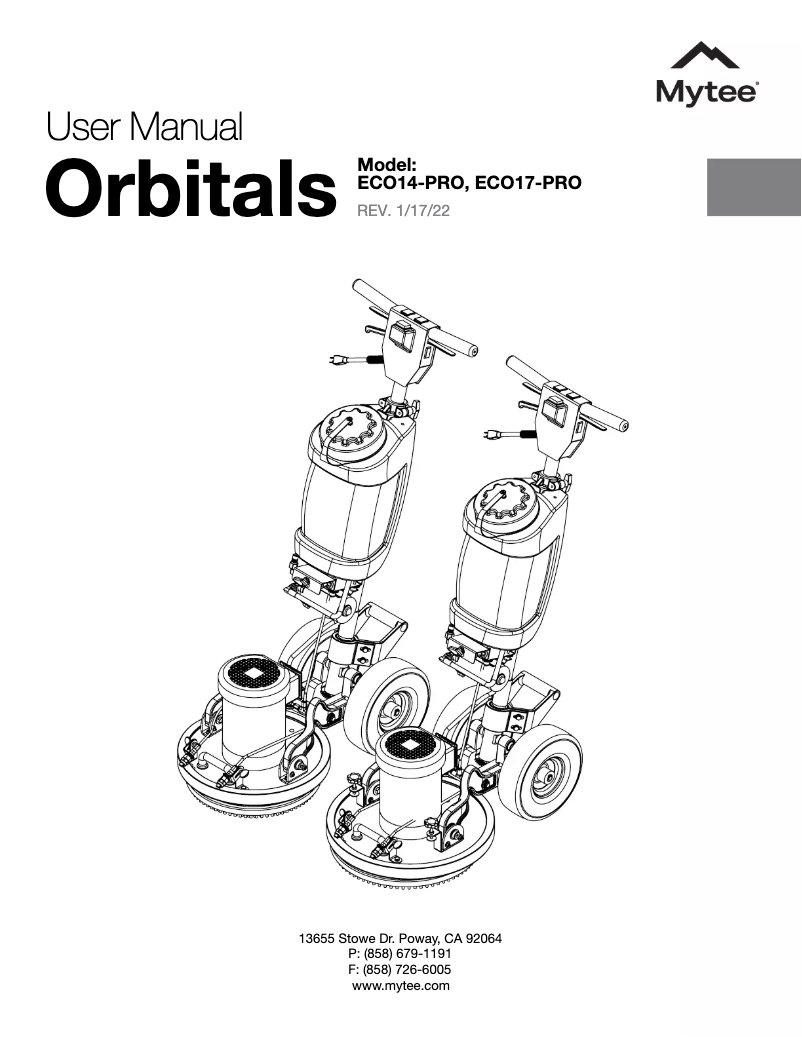 First page image of the manual for Orbitals ECO17-PRO