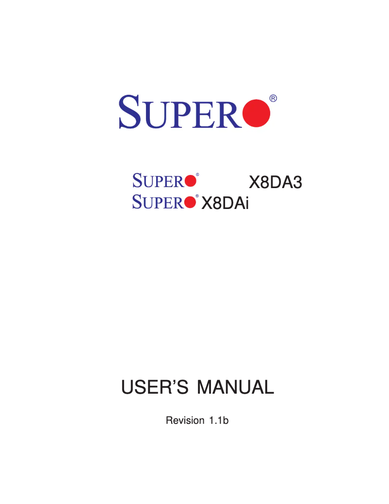 First page image of the manual for MBD-X8DAI-B