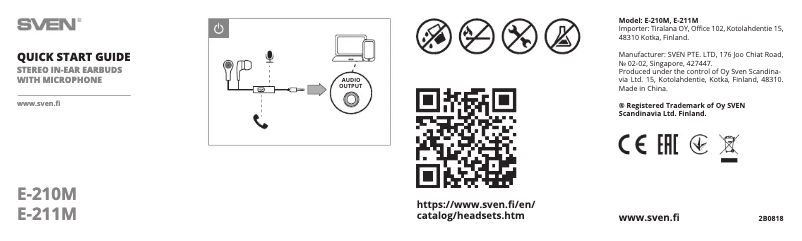 Page 1 of the manual Quick Start Guide Sven E-210M