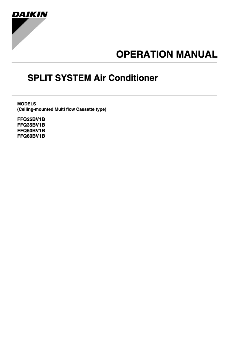 First page image of the manual for FFQ60BV1B