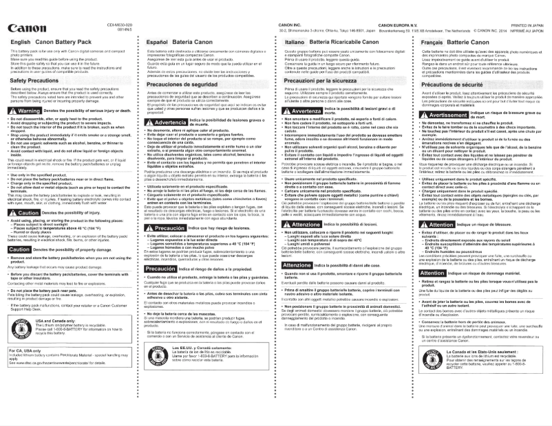 Page 1 of the manual User Manual Canon NB-13L