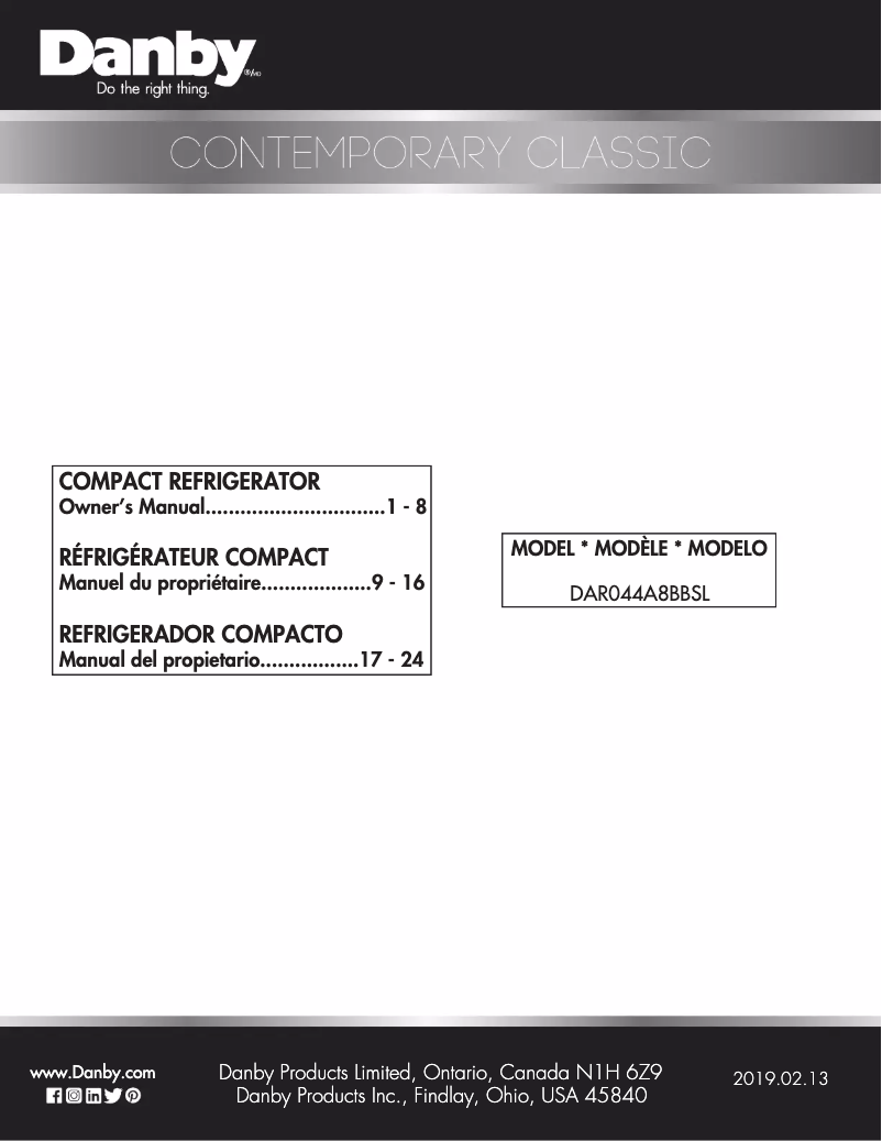 First page image of the manual for DAR044A8BBSL