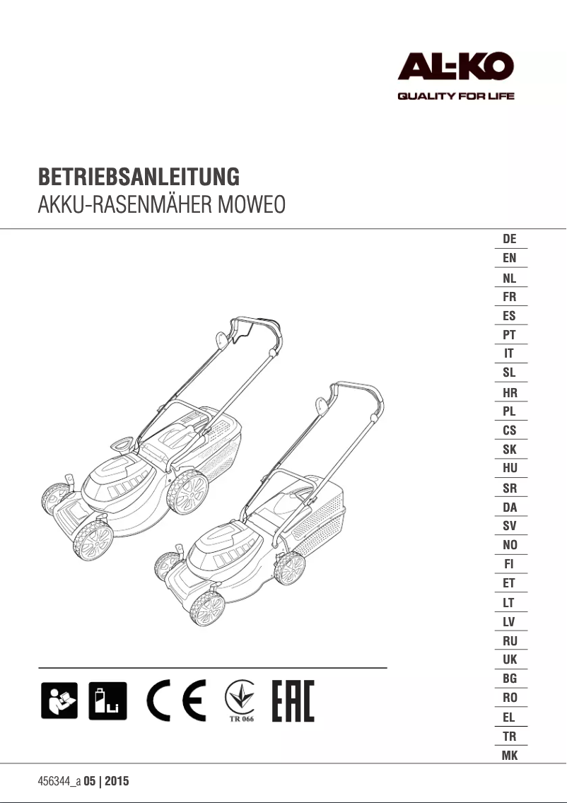 Page 1 of the manual User Manual AL-KO Moweo 46.5 Li