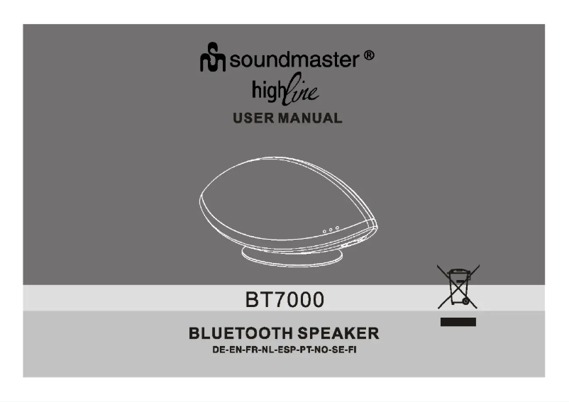 Page 1 of the manual User Manual Soundmaster BT7000