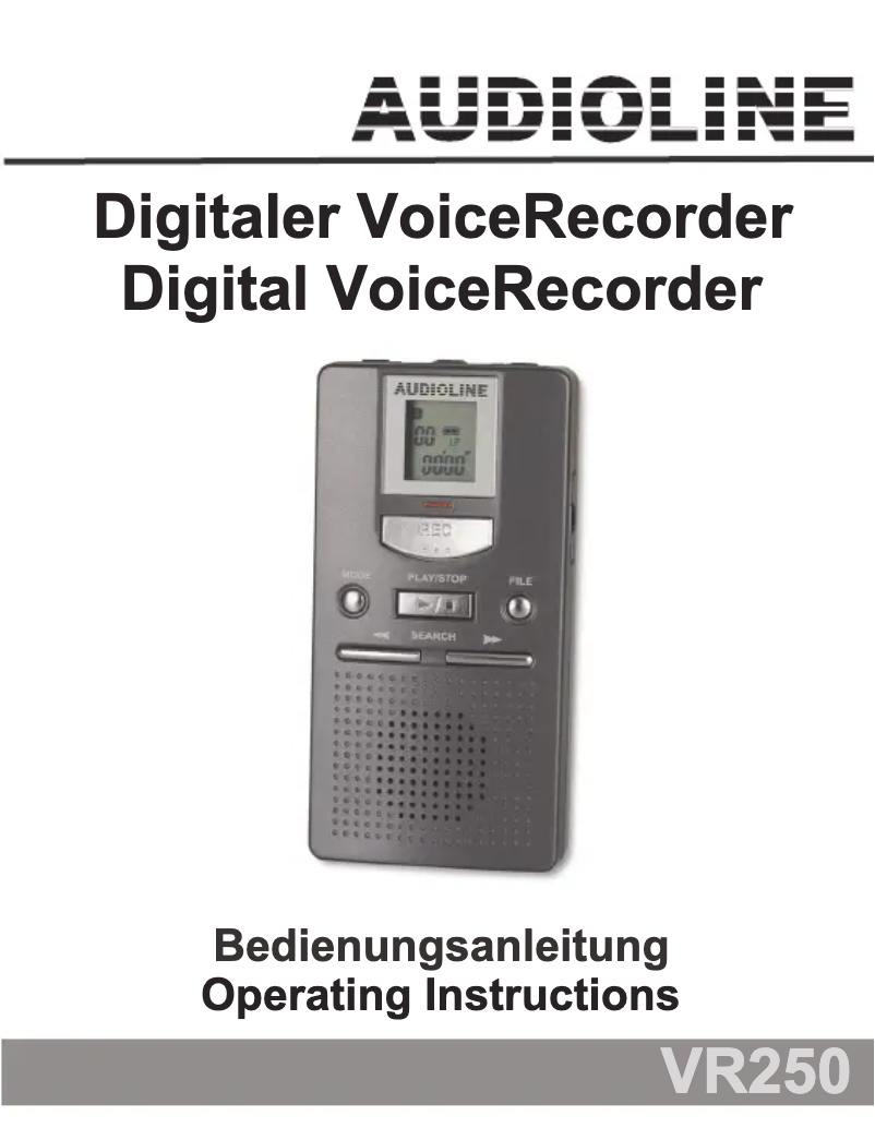 First page image of the manual for VR250