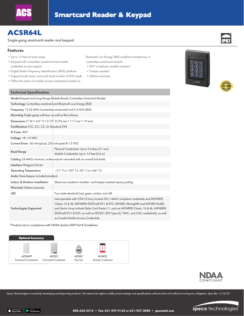 First page image of the manual for ACSR64L