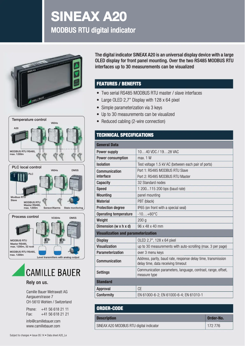First page image of the manual for Sineax A20