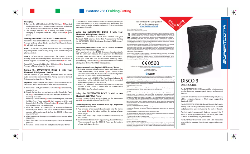 First page image of the manual for Disco 3