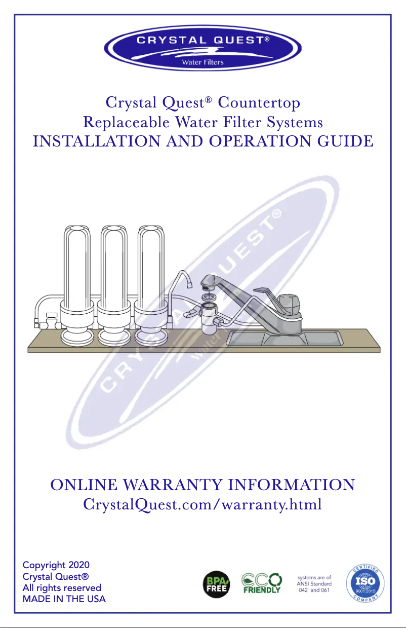 Page 1 of the manual User Manual Crystal Quest CQE-CT-00156
