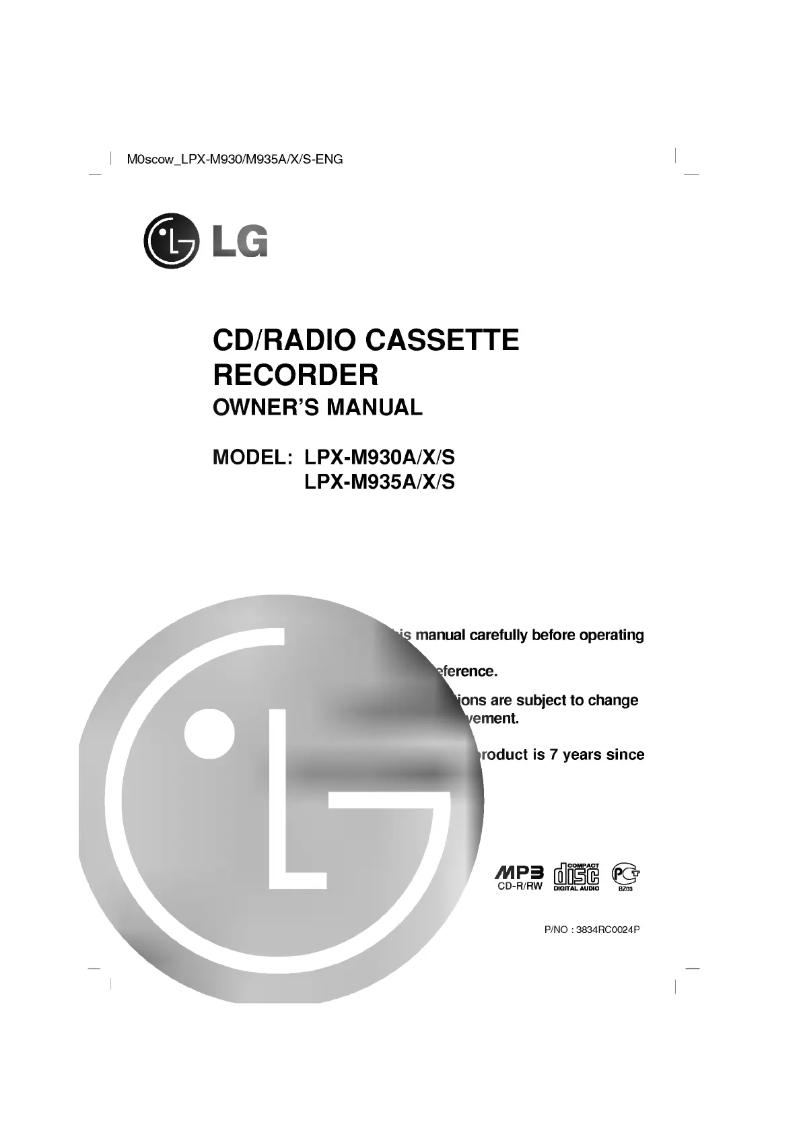 First page image of the manual for LPX-M930X