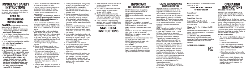 Page 1 of the manual User Manual Conair GlideLite GI500