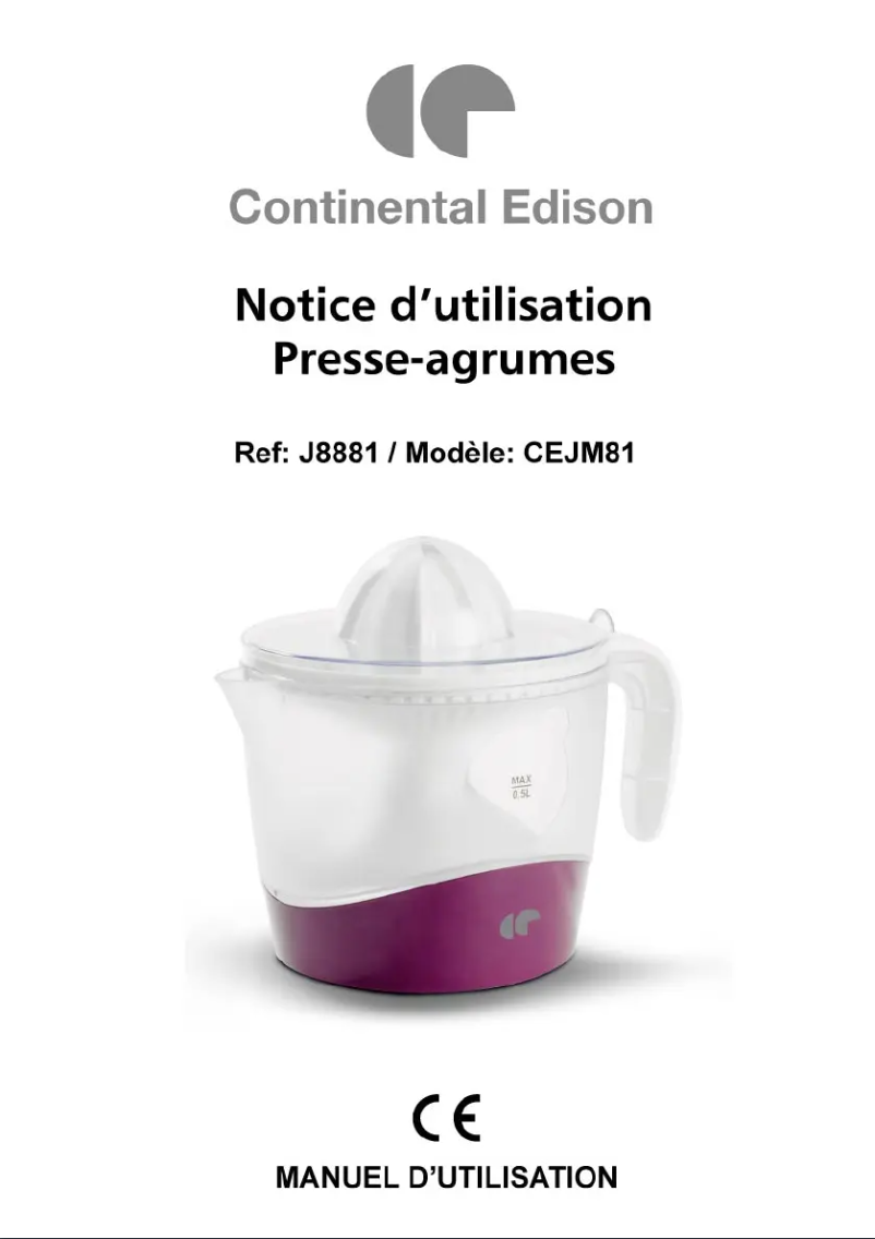 Page 1 of the manual User Manual Continental Edison CEJM81